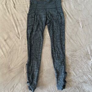 Athleta Charcoal Leggings with Leg Strap Detail